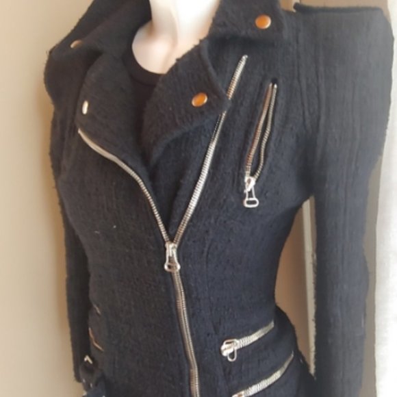 ISO Black Tweed Balmain Moto Biker Jacket (NOT for sale) - Picture 1 of 1